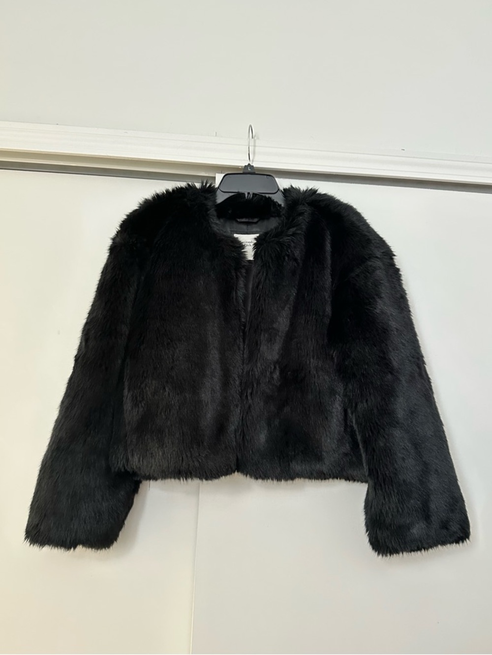 Abercrombie & Fitch Black Faux Fur Coat